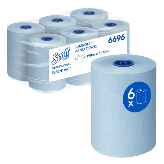 Handdoekrol Scott Essential Slimroll 1-laags 190m blauw 6696