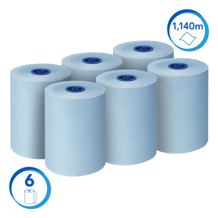 Handdoekrol Scott Essential Slimroll 1-laags 190m blauw 6696