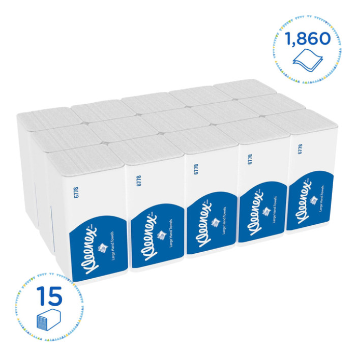 Handdoek Kleenex Ultra i-vouw 2-laags 215x318mm 15x124 vel wit 6778