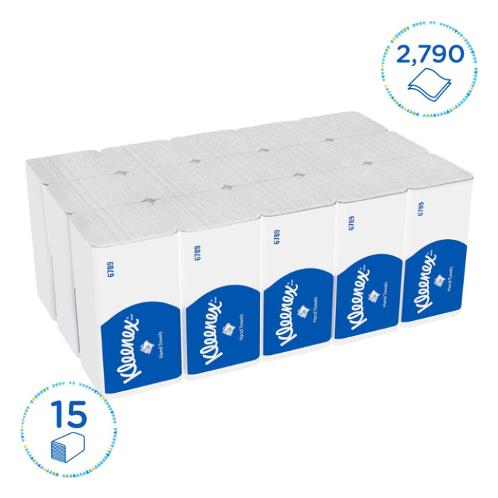 Handdoek Kleenex i-vouw 2-laags 215x212mm 15x186 vel wit 6789