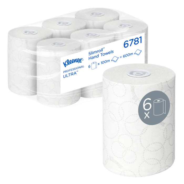 Handdoekrol Kleenex Ultra Slimroll 2-laags 100m wit 6781