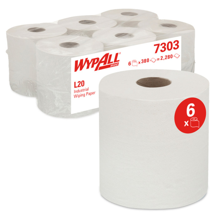 Poetspapier WypAll L20 2-laags 380 vel wit 7303