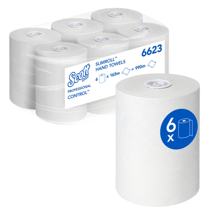 Handdoekrol Scott Control Slimroll 1-laags 165m wit 6623
