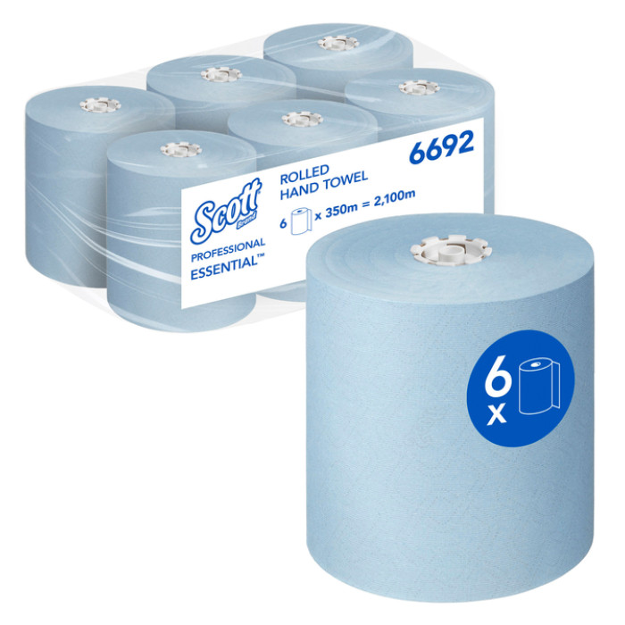 Handdoekrol Scott Essential 1-laags 350m blauw 6692