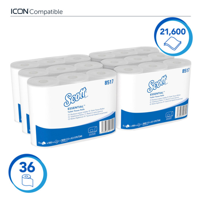 Toiletpapier Scott Essential 2-laags 600 vel wit 8517