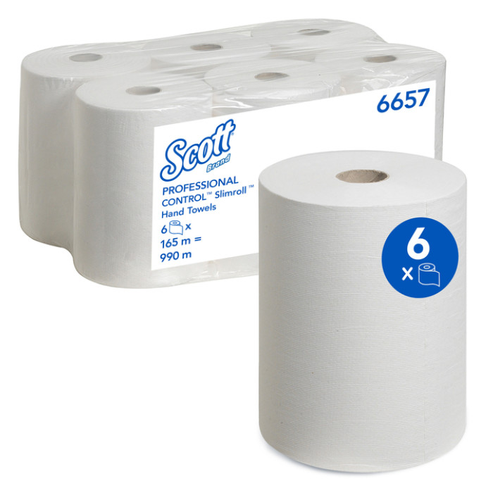 Handdoekrol Scott Control Slimroll 1-laags 165m wit 6657