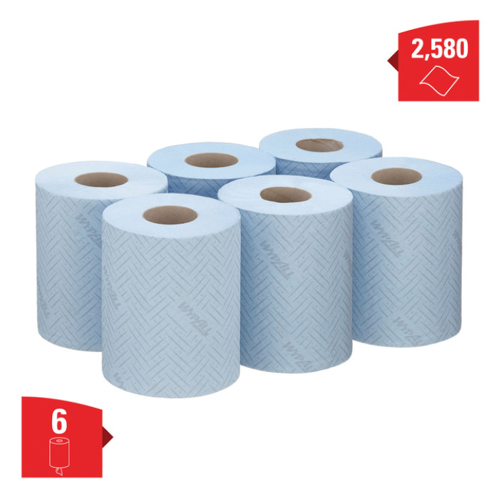 Poetspapier WypAll L10 1-laags 430 vel blauw 6223