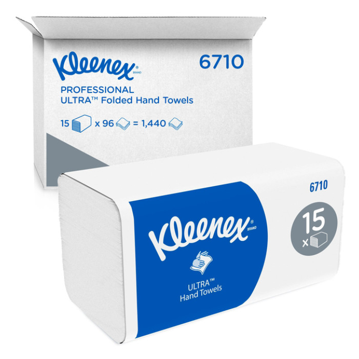 Handdoek Kleenex Ultra i-vouw 3-laags 215x318mm 15x96 vel wit 6710