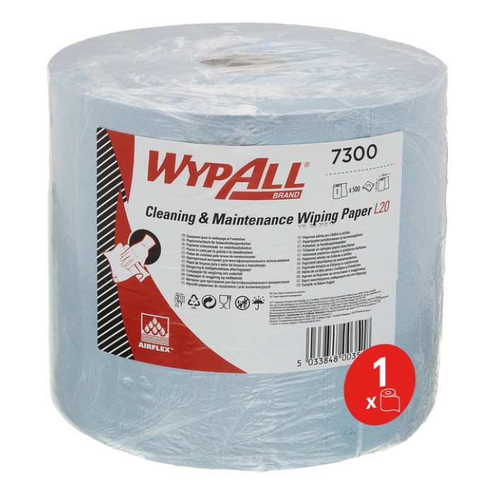 Poetspapier WypAll L20 2-laags 500 vel blauw 7300