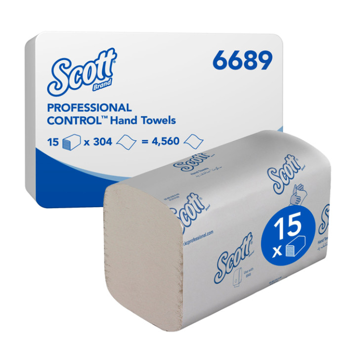 Handdoek Scott Control i-vouw 1-laags 200x210mm 15x304 vel wit 6689