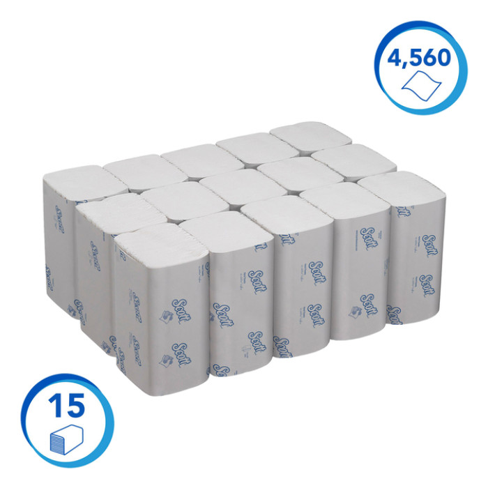 Handdoek Scott Control i-vouw 1-laags 200x210mm 15x304 vel wit 6689