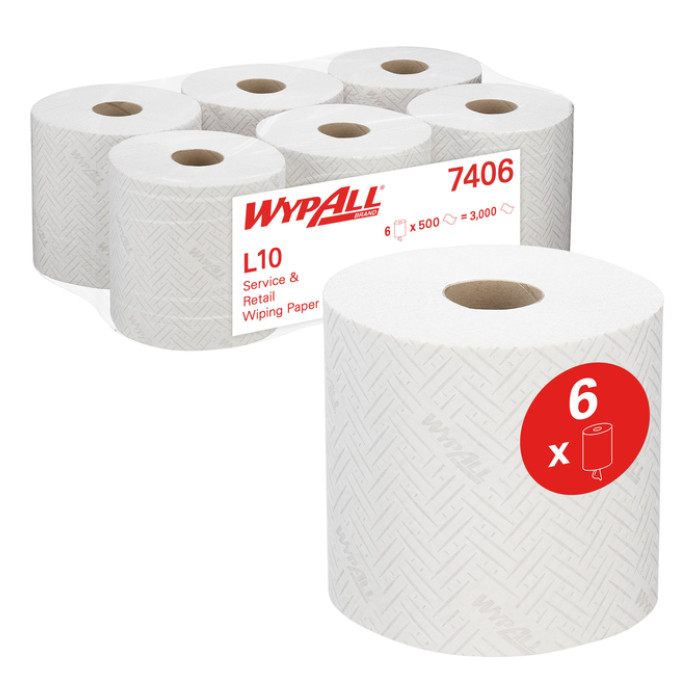 Poetspapier WypAll L10 1-laags 500 vel wit 7406