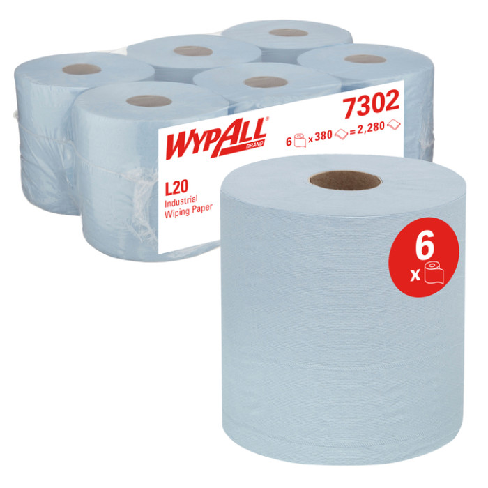 Poetspapier WypAll L20 2-laags 336 vel blauw 7302