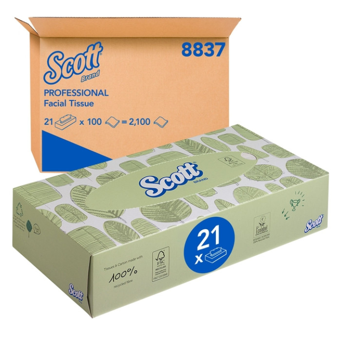Facial tissues Scott 2-laags 100 vel wit 8837