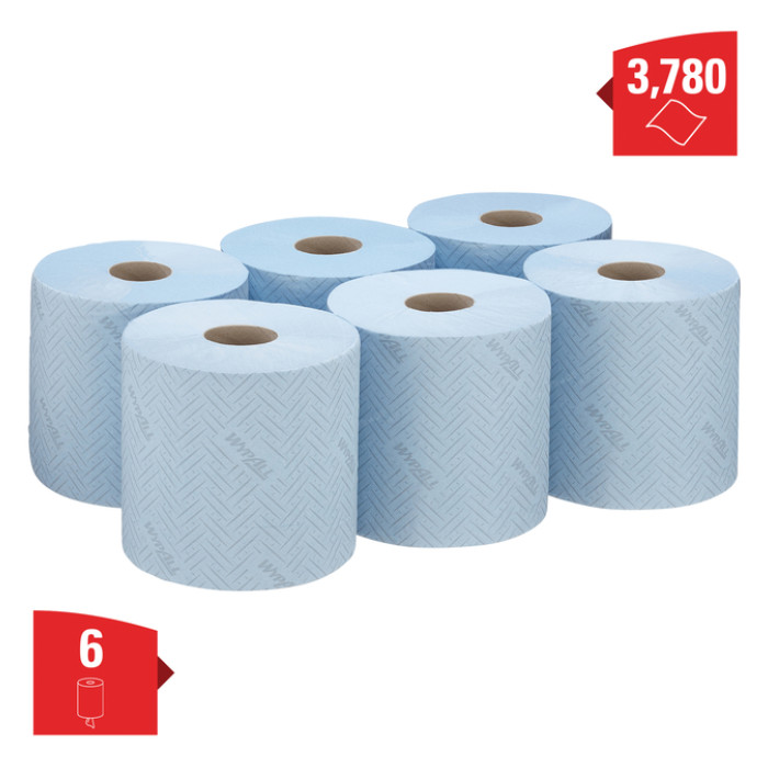 Poetspapier WypAll L10 1-laags 630 vel blauw 7494