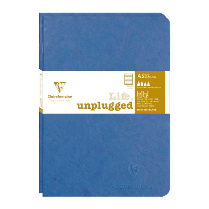 Schrift Clairefontaine A5 lijn 96 pagina's 90gr blauw seal à 2 stuks