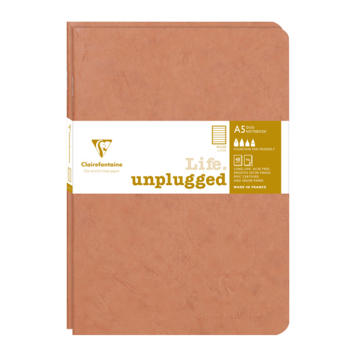 Schrift Clairefontaine A5 lijn 96 pagina's 90gr bruin seal à 2 stuks