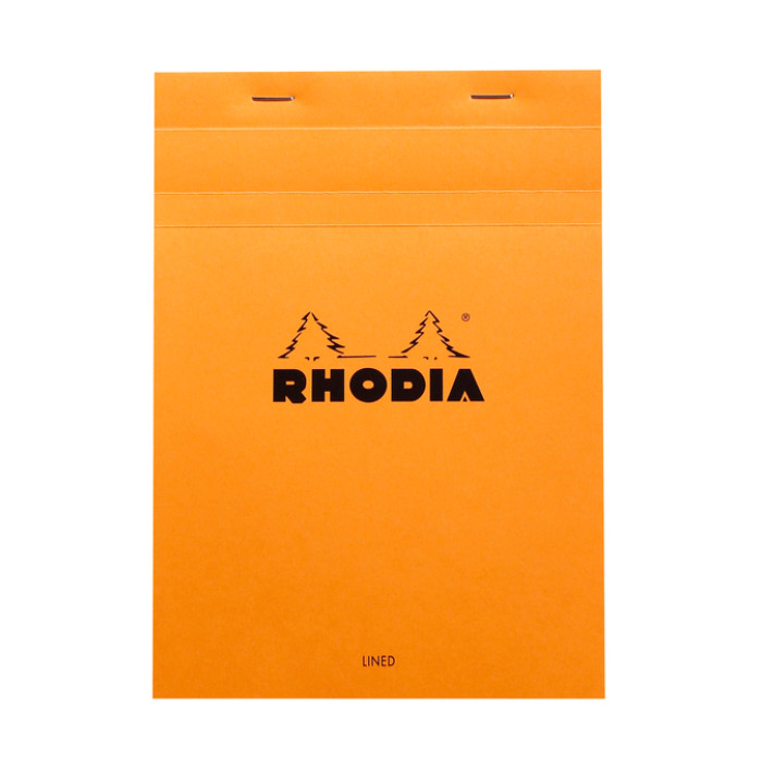 Schrijfblok Rhodia A5 lijn 80 vel 80gr met kantlijn oranje