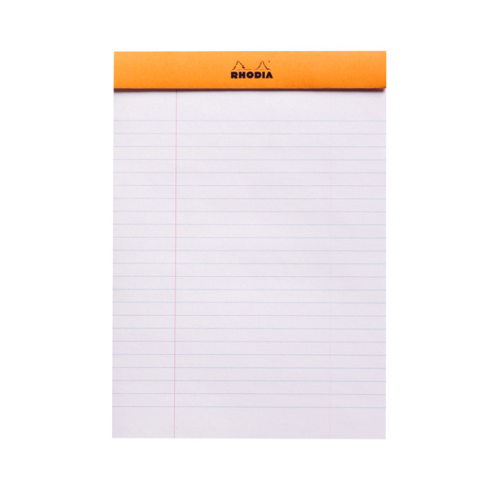 Schrijfblok Rhodia A5 lijn 80 vel 80gr met kantlijn oranje