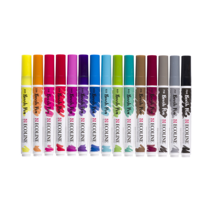 Brushpen Talens Ecoline set à 15 stuks assorti