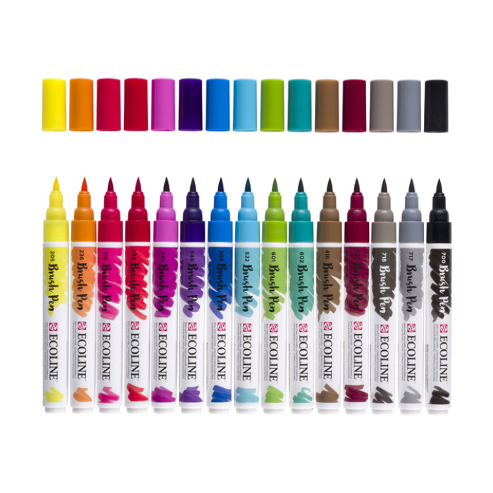 Brushpen Talens Ecoline set à 15 stuks assorti