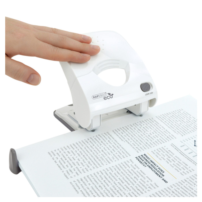 Perforator Rapesco Germ-Savvy Less Effort Eco X5-40ps antibacterieel 2-gaats wit