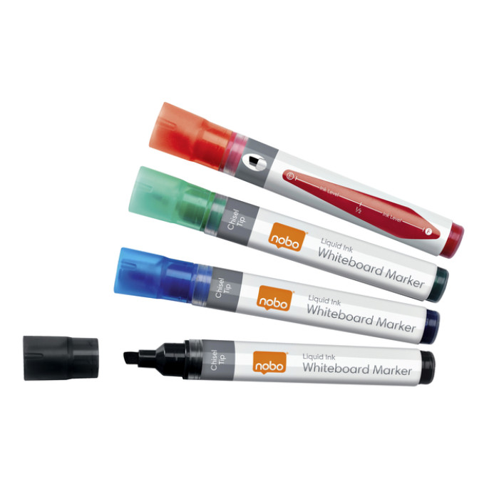 Whiteboardmarker Nobo Liquid ink schuin assorti 4mm 10stuks