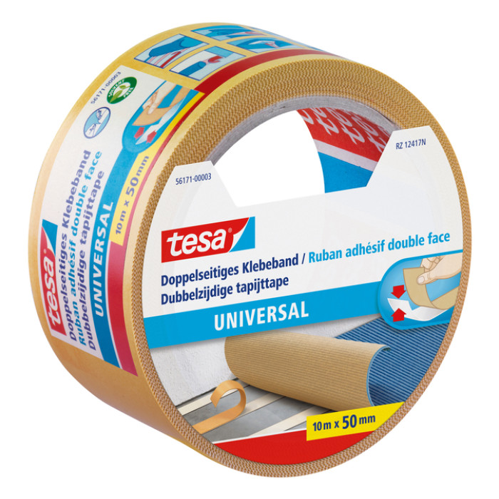 Tapijttape tesa® universal 10mx50mm dubbelzijdig wit
