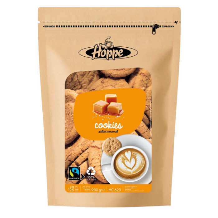 Koekjes Hoppe Cookies fairtrade caramel zeezout circa 125stuks