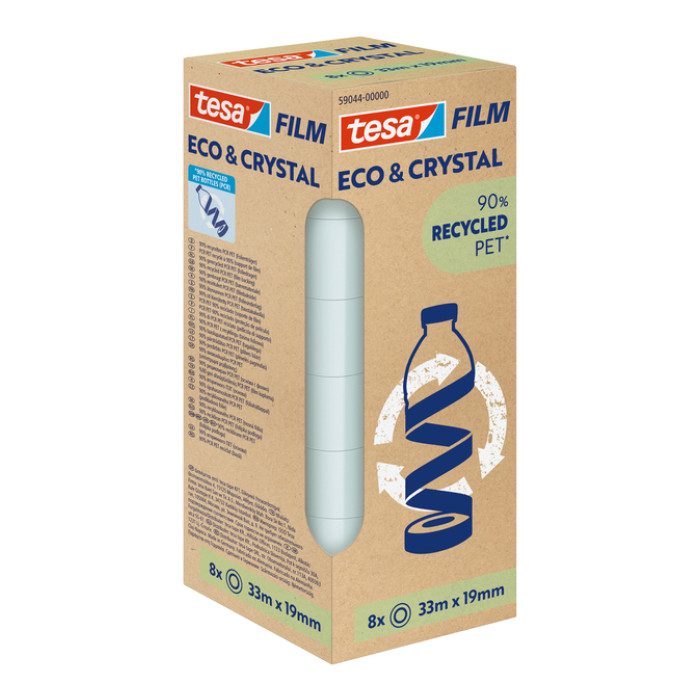 Plakband Tesa eco&crystal 59044 19mmx33m transparant 8 rollen