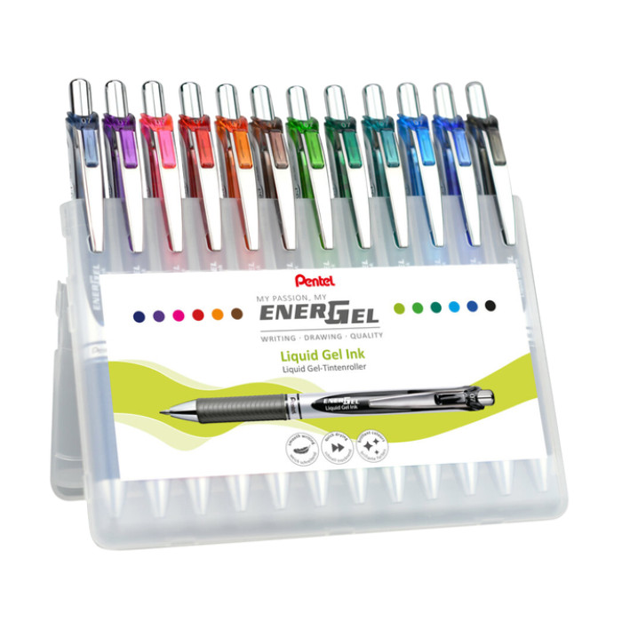 Gelschrijver Pentel BL77 Energel medium assorti 12 stuks