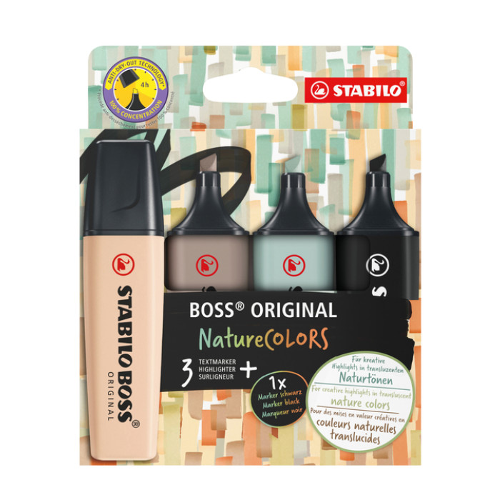 Markeerstift STABILO Boss 70/4 nature colors etui à 4 stuks