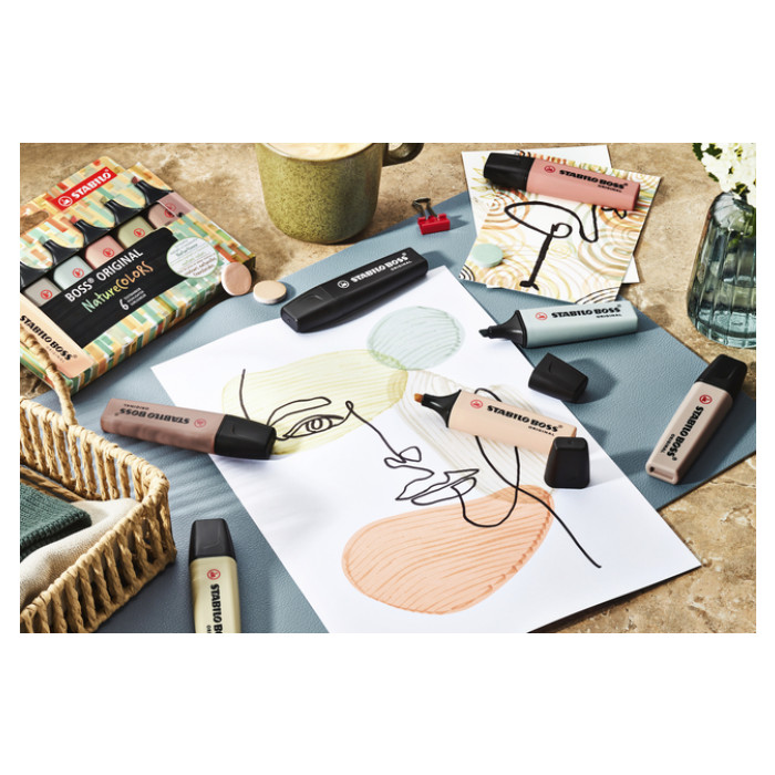 Markeerstift STABILO Boss 70/4 nature colors etui à 4 stuks