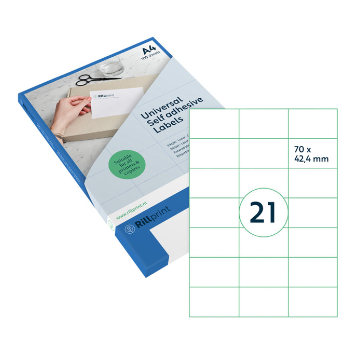 Etiket Rillprint 70x42.4mm mat transparant 525 etiketten