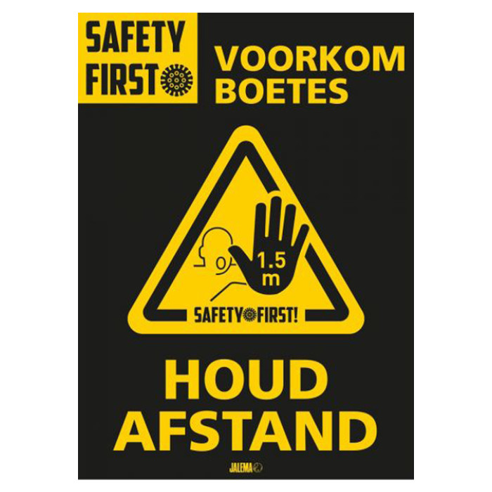 Deursticker A4 Djois "Houd afstand" 200 x 300 mm geel 2 stuks