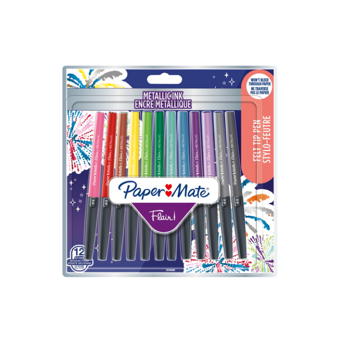 Fineliner Paper Mate Flair Metallic 12 stuks assorti