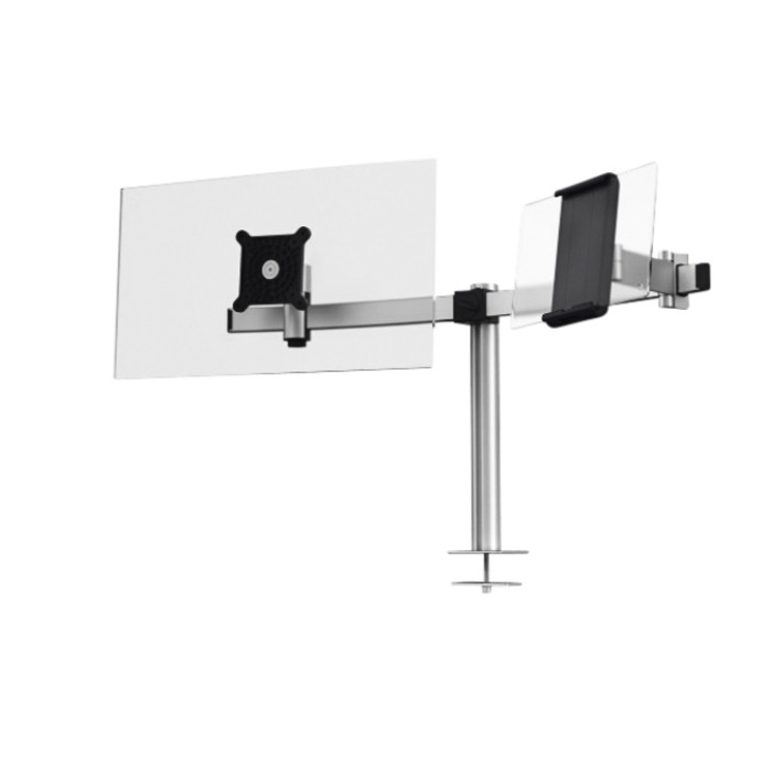Monitorarm Durable met bladdoorvoer voor 1 scherm en 1 tablet