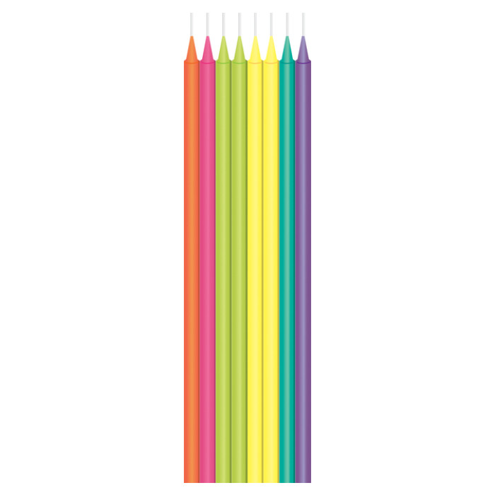 Kaarsjes Haza long bright 15cm 16 stuks assorti