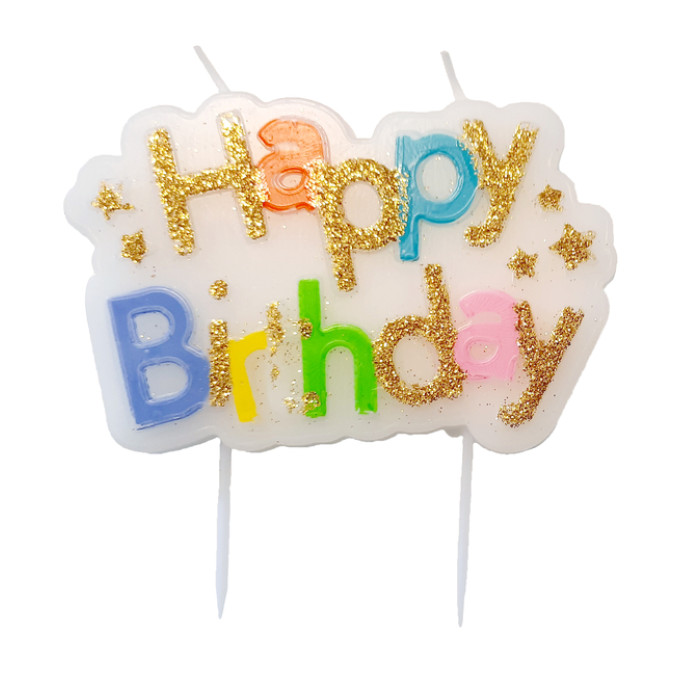 Kaarsje Happy 'Happy birthday' 10.5cm