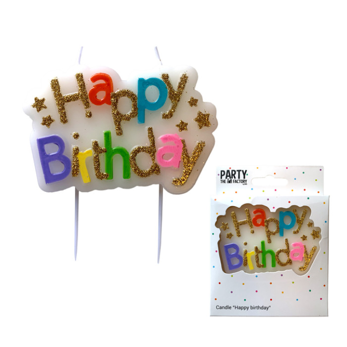 Kaarsje Happy 'Happy birthday' 10.5cm