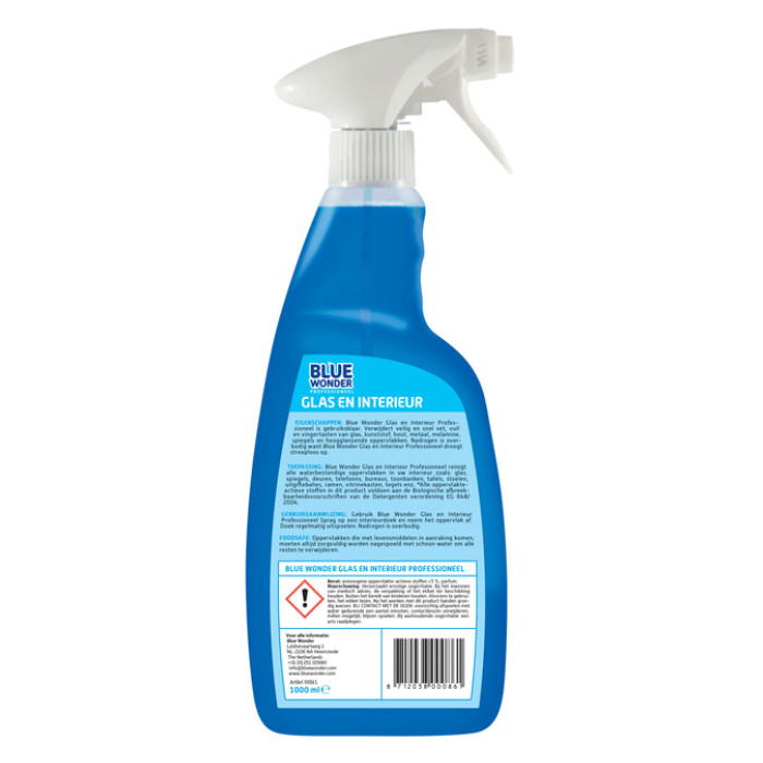 Glasreiniger Blue Wonder Prof glas en interieur spray 1liter