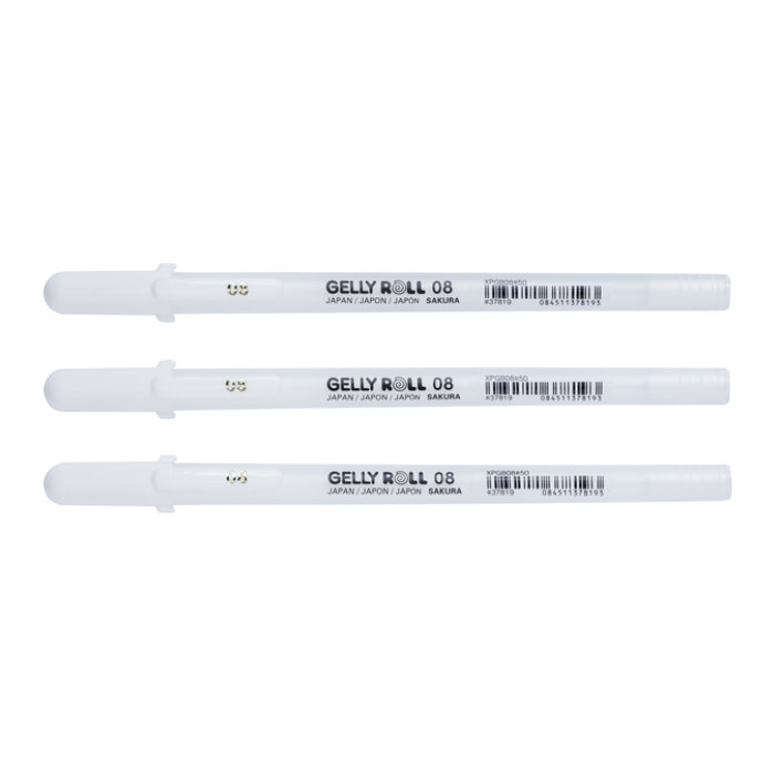 Gelschrijver Sakura Gelly Roll Classic 08 set à 3 stuks wit