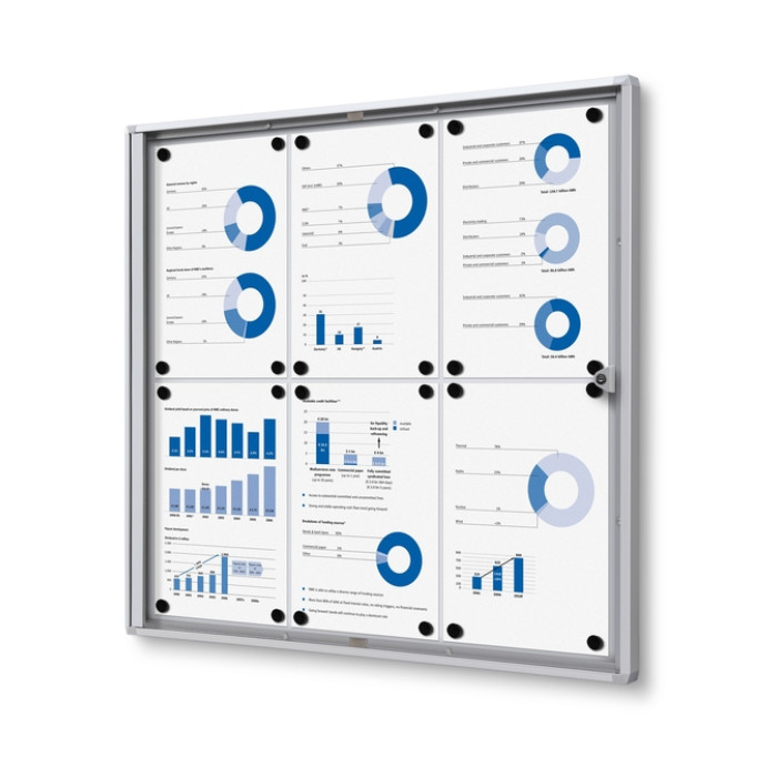 Vitrinebord Quantore voor binnen 6x A4 zilver