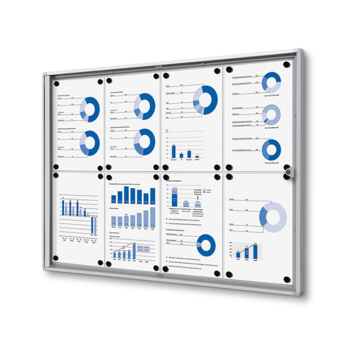 Vitrinebord Quantore voor binnen 8x A4 zilver