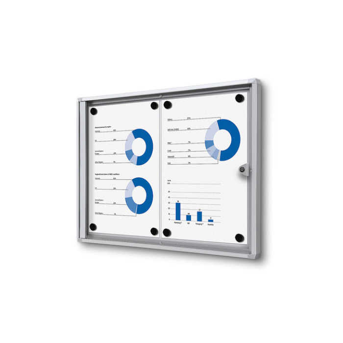 Vitrinebord Quantore voor binnen 2x A4 zilver