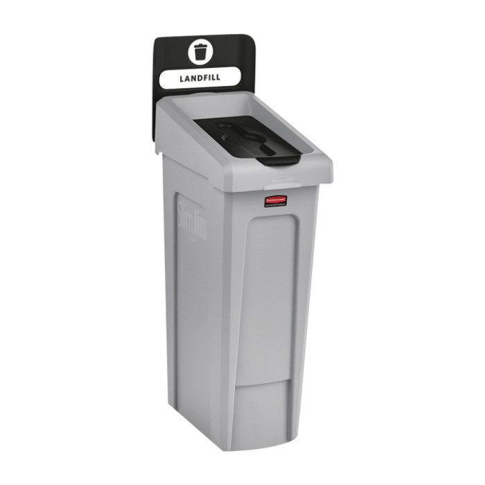 Deksel Rubbermaid Slim Jim Recyclestation gesloten zwart