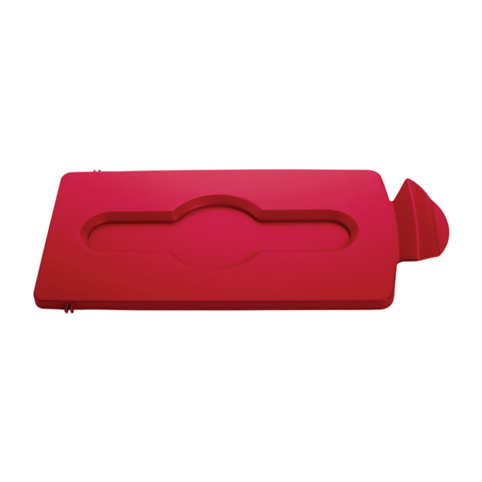 Deksel Rubbermaid Slim Jim Recyclestation gesloten rood