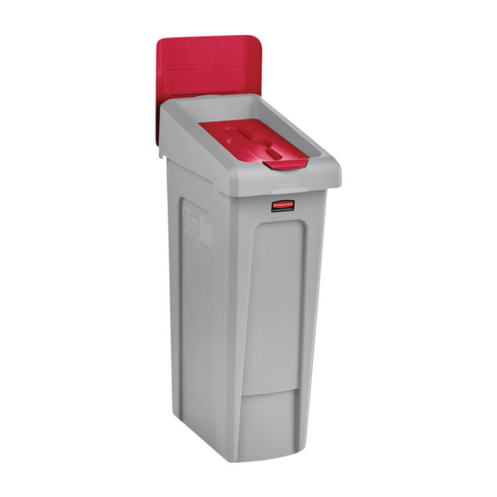 Deksel Rubbermaid Slim Jim Recyclestation gesloten rood