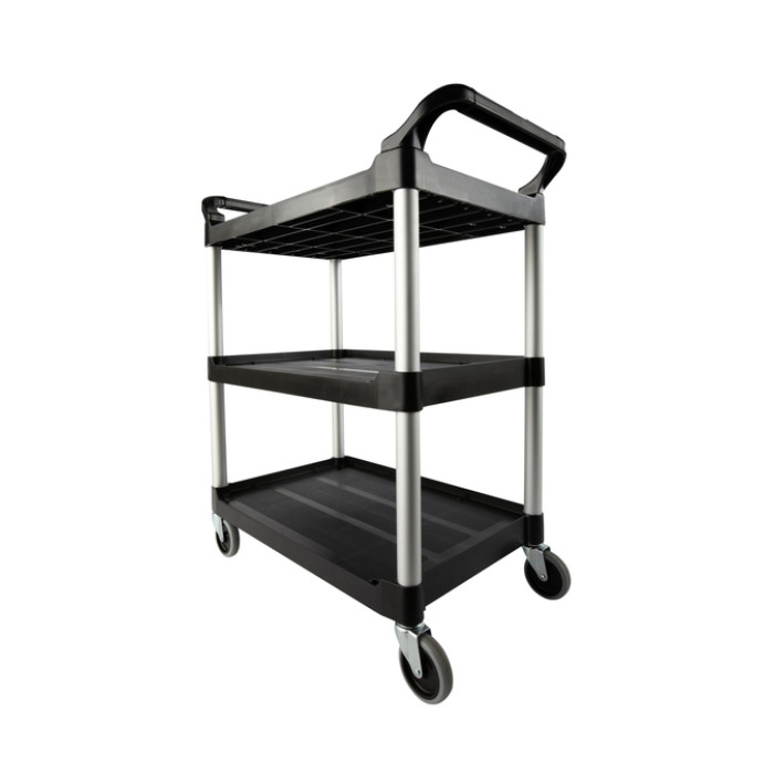 Serveerwagen Rubbermaid met 10cm zwenkwielen zwart