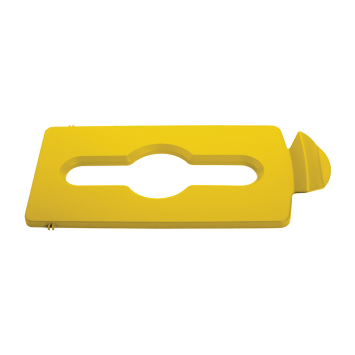 Deksel Rubbermaid Slim Jim Recyclestation inwerpopening voor gemengde recycling geel
